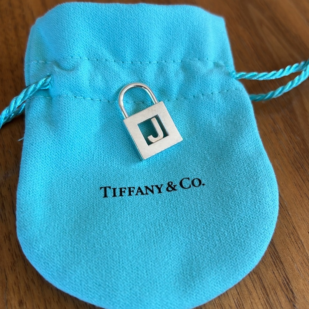 Tiffany & Co. Letter J initial padlock love  charm pendant silver